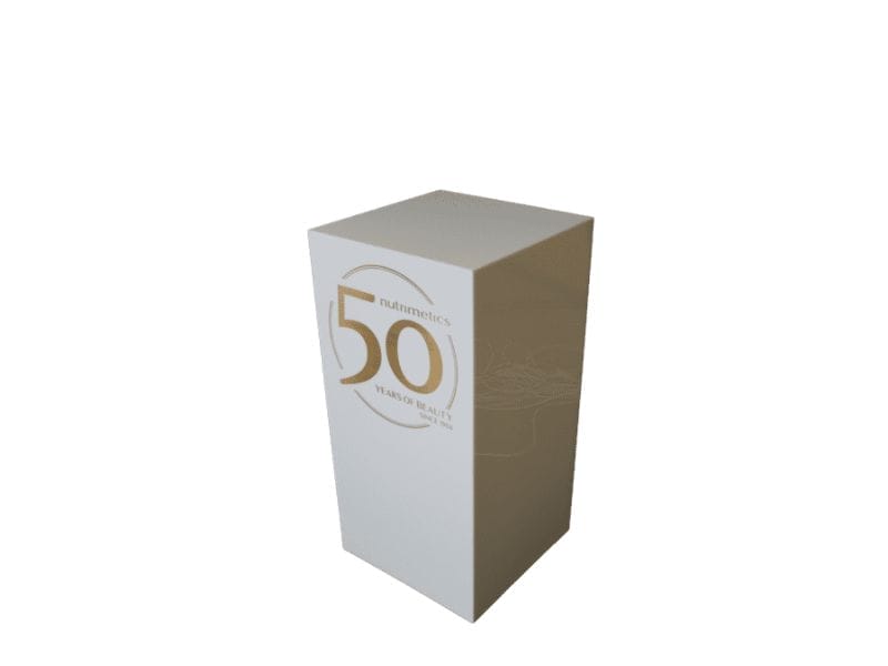 White plinth with gold lettering - Displays2Go