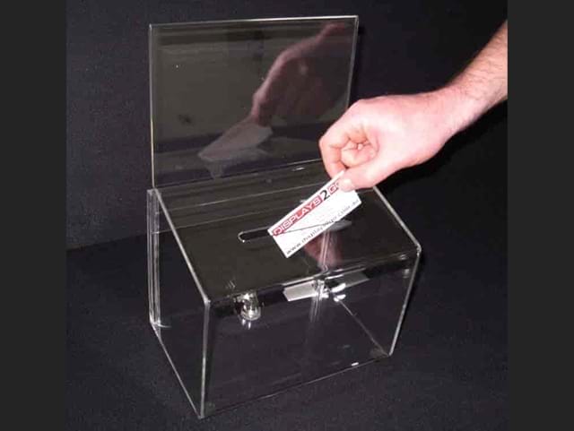 Clear perspex entry box - Displays2Go