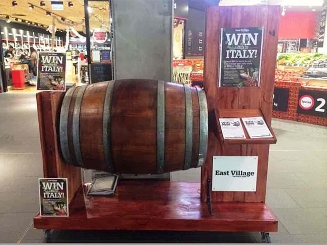 Wine barrel entry stand - Displays2Go