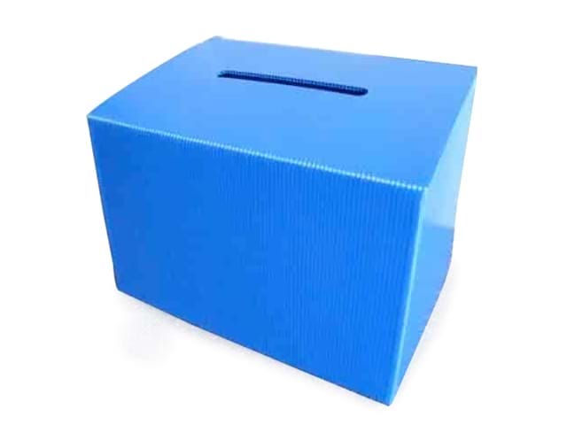 Competition entry box made from blue corflute - Displays2Go