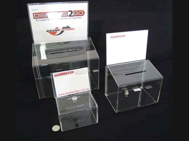 Three sizes of acrylic entry boxes - Displays2Go