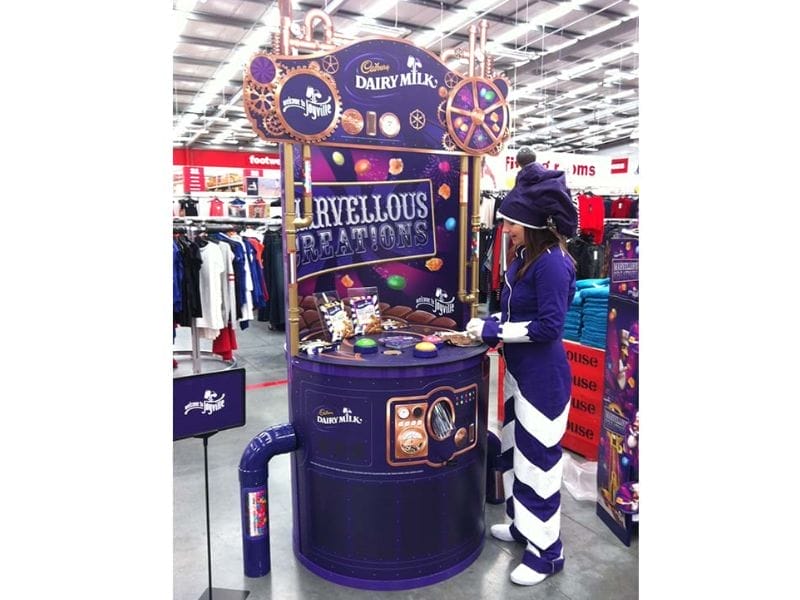 Cadbury chocolate bespoke vending table - Displays2Go