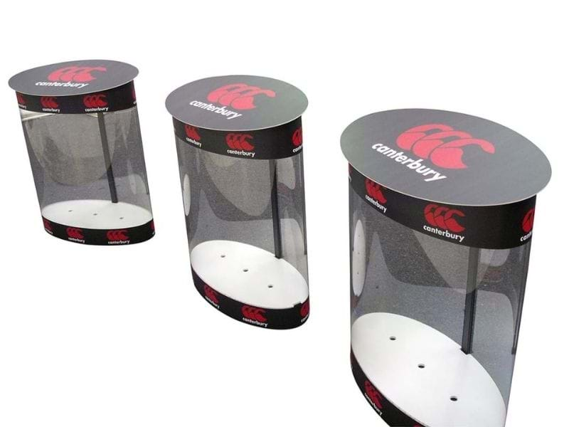 See-through oval display bins - Displays2Go.com.au