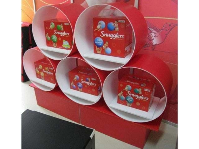 Custom exhibition display for nappy brand - Displays2Go