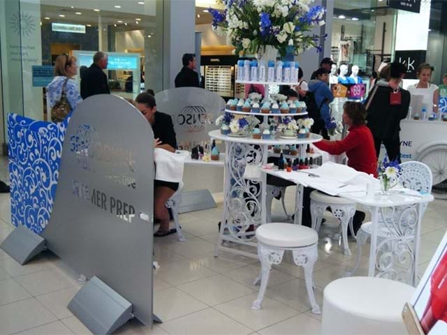 A full experiential marketing kit in use - Displays2Go