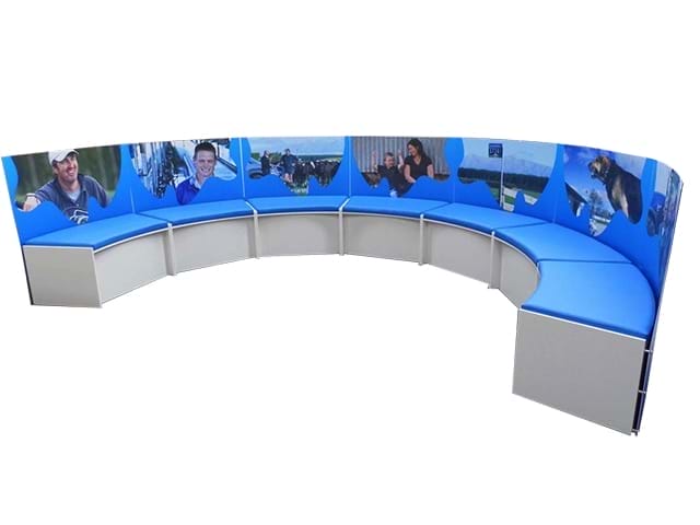 Curved mall seating - Displays2Go