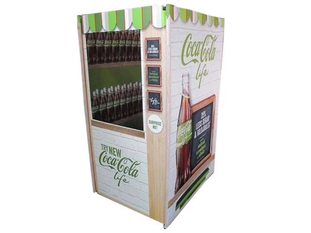 Portable supermarket demo stand made to look like a vending machine - Displays2Go